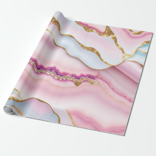 Lichtblauw Roze Marmeren Agaat Trendy Collectie Cadeaupapier