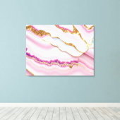 Lichtblauw Roze Marmeren Agaat Trendy Collectie Canvas Afdruk (Insitu (Houten vloer))