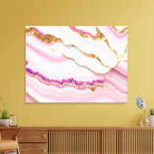 Lichtblauw Roze Marmeren Agaat Trendy Collectie Canvas Afdruk (Insitu (Woonkamer))