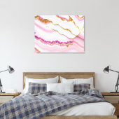 Lichtblauw Roze Marmeren Agaat Trendy Collectie Canvas Afdruk (Insitu (Slaapkamer))
