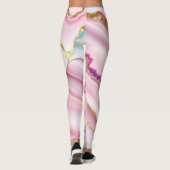 Lichtblauw Roze Marmeren Agaat Trendy Collectie Leggings (Achterkant)