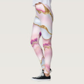 Lichtblauw Roze Marmeren Agaat Trendy Collectie Leggings (Links)