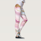 Lichtblauw Roze Marmeren Agaat Trendy Collectie Leggings (Rechts)
