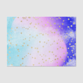 Lichtblauw, Roze, Paarse Aquarel en Gouden Sterren Tissuepapier