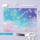 Lichtblauw, roze, Paarse Waterverf en gouden sterr Tissuepapier (Craft)