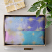 Lichtblauw, roze, Paarse Waterverf en gouden sterr Tissuepapier (Geschenk)