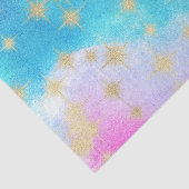 Lichtblauw, roze, Paarse Waterverf en gouden sterr Tissuepapier (Detail)