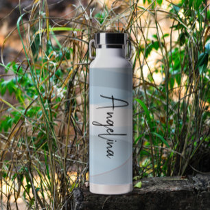 Lichtblauw roze verloopnaam waterfles