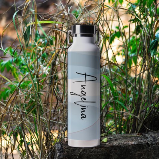 Lichtblauw roze verloopnaam waterfles