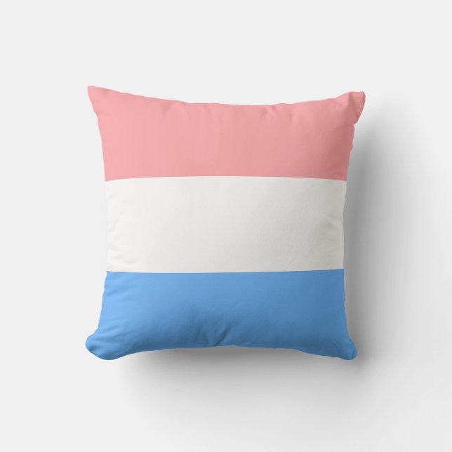 Lichtblauw Roze & Wit Pastelkleuren Strepen Kussen (Voorkant)