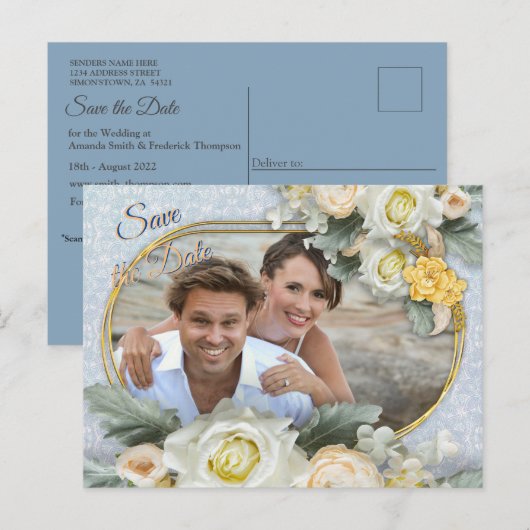 Lichtblauw, Roze & Witte Mandala's Aankondigingskaart (Voorkant / Achterkant)