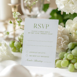 Lichtblauw & Sage Groen Elegante Huwelijk RSVP Kaa Kaartje