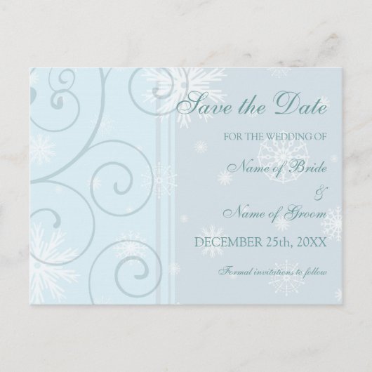 Lichtblauw Save the Date Winter Wedding Briefkaart (Voorkant)