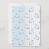 Lichtblauw schommelend paard gestreept boho verjaa kaart (Achterkant)