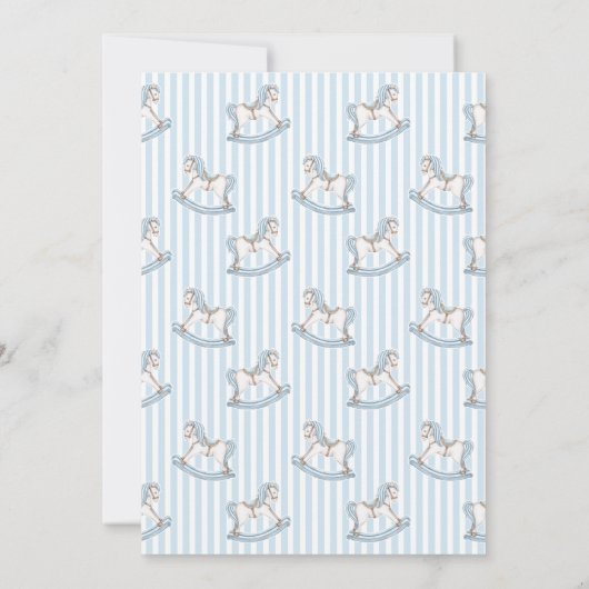 Lichtblauw schommelend paard gestreept boho verjaa kaart (Achterkant)