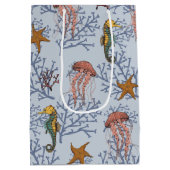 Lichtblauw Seahorse Serenade Custom Foto & Tekst Medium Cadeauzakje (Achterkant)