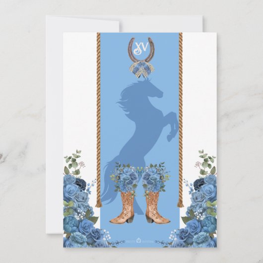 Lichtblauw Sky Bloemen Western Charro Quinceañera Kaart (Achterkant)