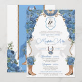 Lichtblauw Sky Bloemen Western Charro Quinceañera Kaart (Voorkant / Achterkant)