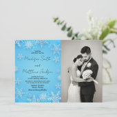 Lichtblauw Sneeuwt Bruiloft Uitnodigingen met foto (Staand voorkant)
