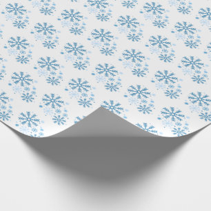 Lichtblauw Sneeuwvlokje Wit Inpakpapier