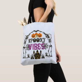 Lichtblauw Spooky Vibes Halloween Tote Bag