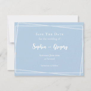 Lichtblauw Stijlvol Script Elegant Bruiloft Save The Date