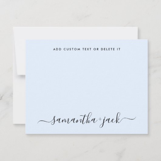 Lichtblauw Stijlvol Script Elegant Minimalist Notitiekaartje (Voorkant)