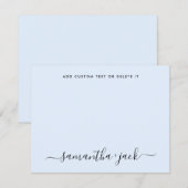 Lichtblauw Stijlvol Script Elegant Minimalist Notitiekaartje (Voorkant / Achterkant)