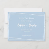 Lichtblauw stijlvol script Elegante Trouw Save The Date (Voorkant)