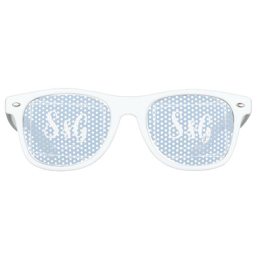 Lichtblauw Stijlvol Script Nieuwigheid Bruiloft In Retro Zonnebril (Voorkant)
