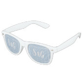 Lichtblauw stijlvol script novelty trouwinitiaal retro zonnebril (Gekanteld)