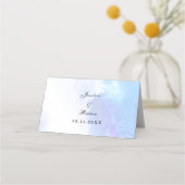 Lichtblauw, Strand Wedding Place Card Plaatskaartje (Achterkant)