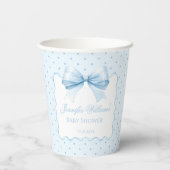 Lichtblauw strik lint baby jongen douche papier cu papieren bekers (Achterkant)