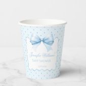 Lichtblauw strik lint baby jongen douche papier cu papieren bekers (Voorkant)