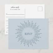 Lichtblauw Sunburst Bruiloft RSVP Song Aanvraag Uitnodiging Briefkaart (Voorkant / Achterkant)