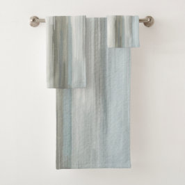 Lichtblauw Teal Grijs Bruin Abstracte Streep Bad Handdoek