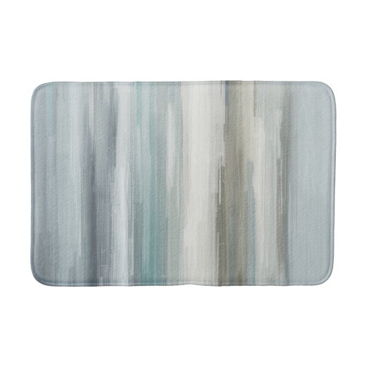 Lichtblauw Teal Grijs Bruin Abstracte Streep Badmat (Voorkant)
