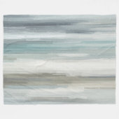 Lichtblauw Teal Grijs Bruin Abstracte Streep Fleece Deken (Voorkant (Horizontaal))