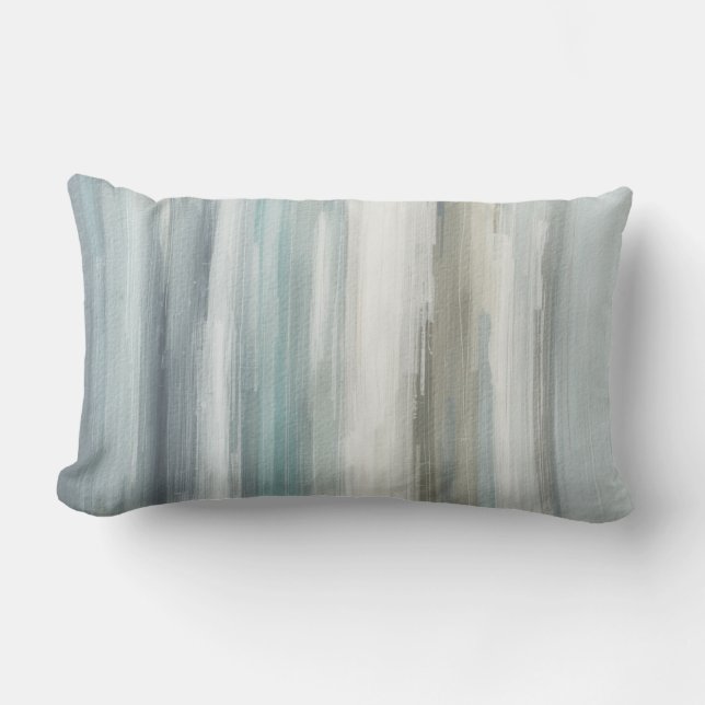 Lichtblauw Teal Grijs Bruin Abstracte Streep Kussen (Voorkant)