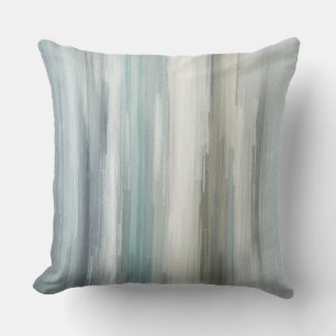 Lichtblauw Teal Grijs Bruin Abstracte Streep Kussen