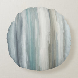 Lichtblauw Teal Grijs Bruin Abstracte Streep Rond Kussen