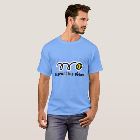 Lichtblauw tennis t shirt | Geen gruning alstublie (Voorkant volledig)