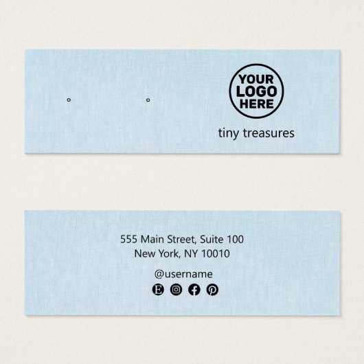 Lichtblauw Toevoegen Logo Stud Oorbel Display Kaar Mini Visitekaartjes (Voorkant /achterkant)