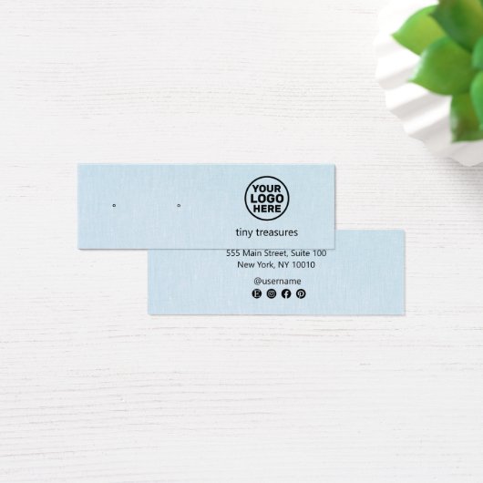 Lichtblauw Toevoegen Logo Stud Oorbel Display Kaar Mini Visitekaartjes (Bureau)