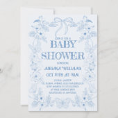 Lichtblauw Toile Bow Boy Baby shower Kaart (Voorkant)