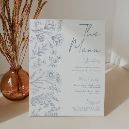 Lichtblauw toile bruiloft menu bord 8x10 reclamebord met voetstuk