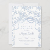 Lichtblauw Toile en Bow Vrijgezellenfeest Kaart (Voorkant)