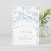 Lichtblauw Toile en Bow Vrijgezellenfeest Kaart (Staand voorkant)