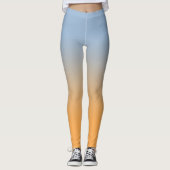 Lichtblauw tot Oranje gradiënt Elegant Monogram Leggings (Voorkant)