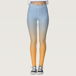 Lichtblauw tot Oranje gradiënt Elegant Monogram Leggings